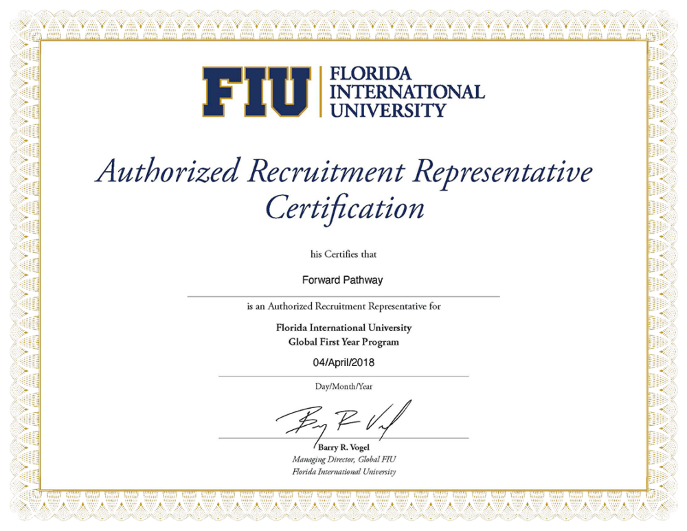 佛罗里达国际大学 certificate-min