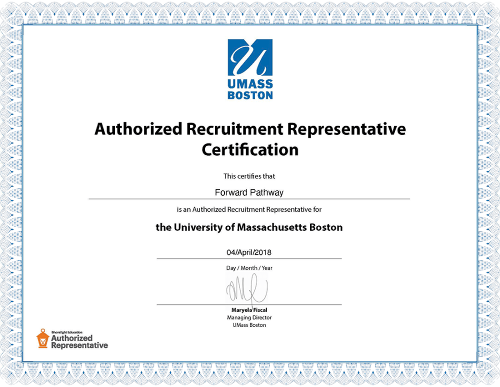 马萨诸塞大学波士顿分校certificate