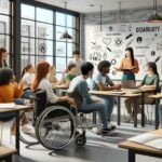 A-classroom-setting-in-a-university-where-students-of-diverse-backgrounds-including-some-with-visible-disabilities-are-engaged-in-a-lively-discussio